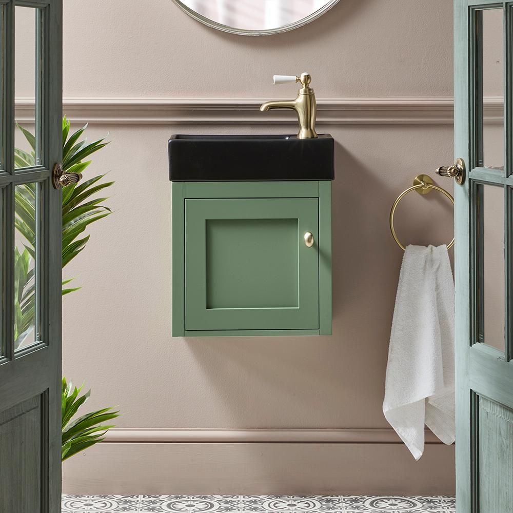 Mueble de Lavabo Tradicional Suspendido - 400mm - Completo con Lavabo - Disponible en Distintos Acabados con Manija en Distintos Diseños y Acabados - Thornton