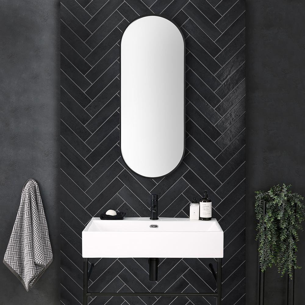 Espejo Mural Oval Negro - 1000mm x 400mm - Gianna