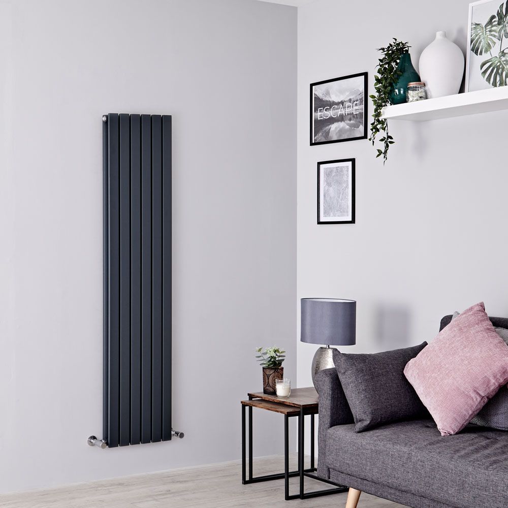 Radiador de Diseño Vertical Plano Antracita - Sloane - Disponible en Distintas Medidas
