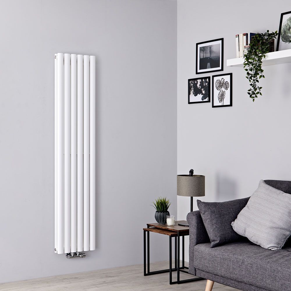 Hudson Reed Revive - Radiador de Diseño en Acero Vertical (Panel Doble - Conexión Central) - Disponible en Distintas Anchuras - Blanco