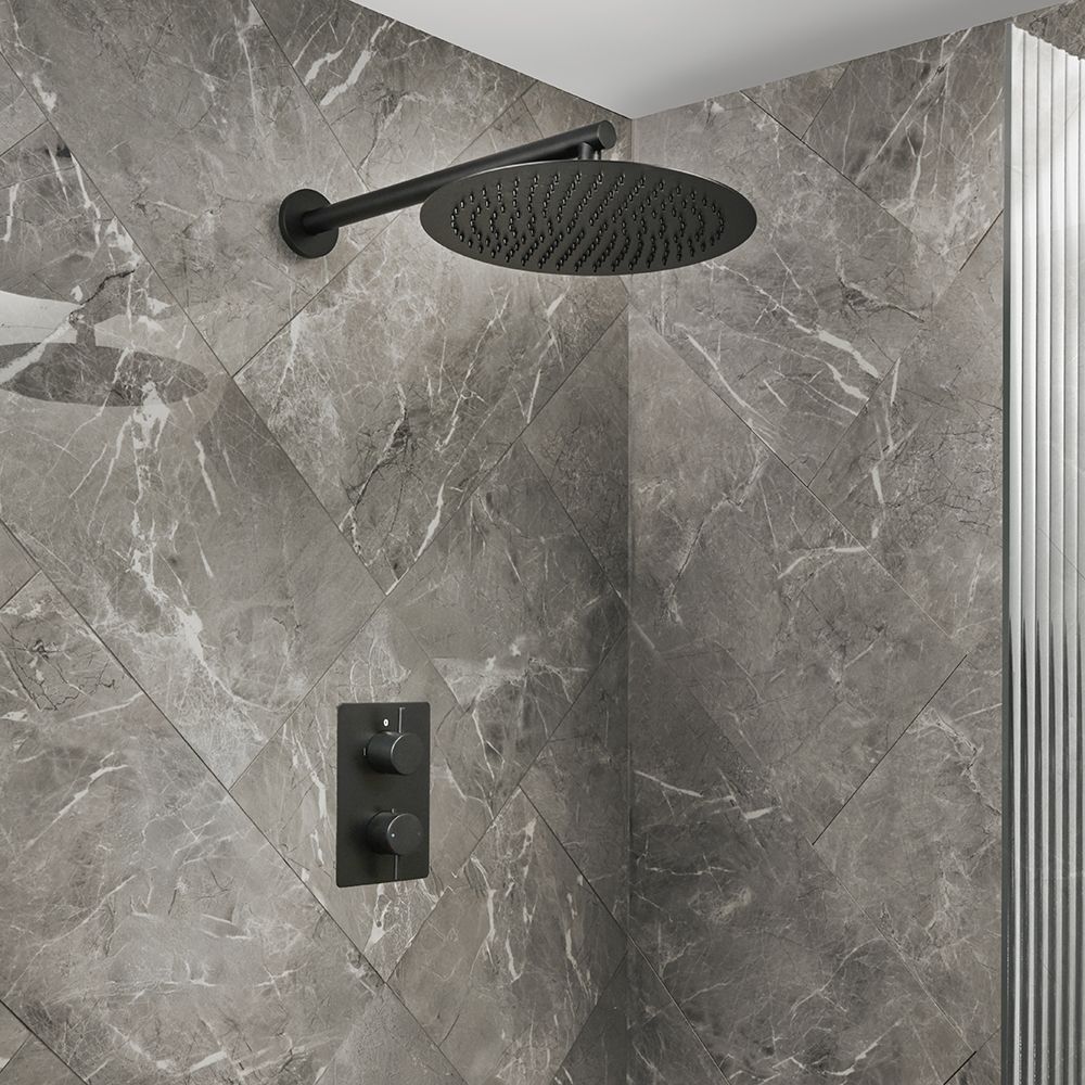 Conjunto de Ducha Termostático Moderno con Alcachofa de Ducha Mural - Disponible en Distintos Acabados (1 Salida) - Otto