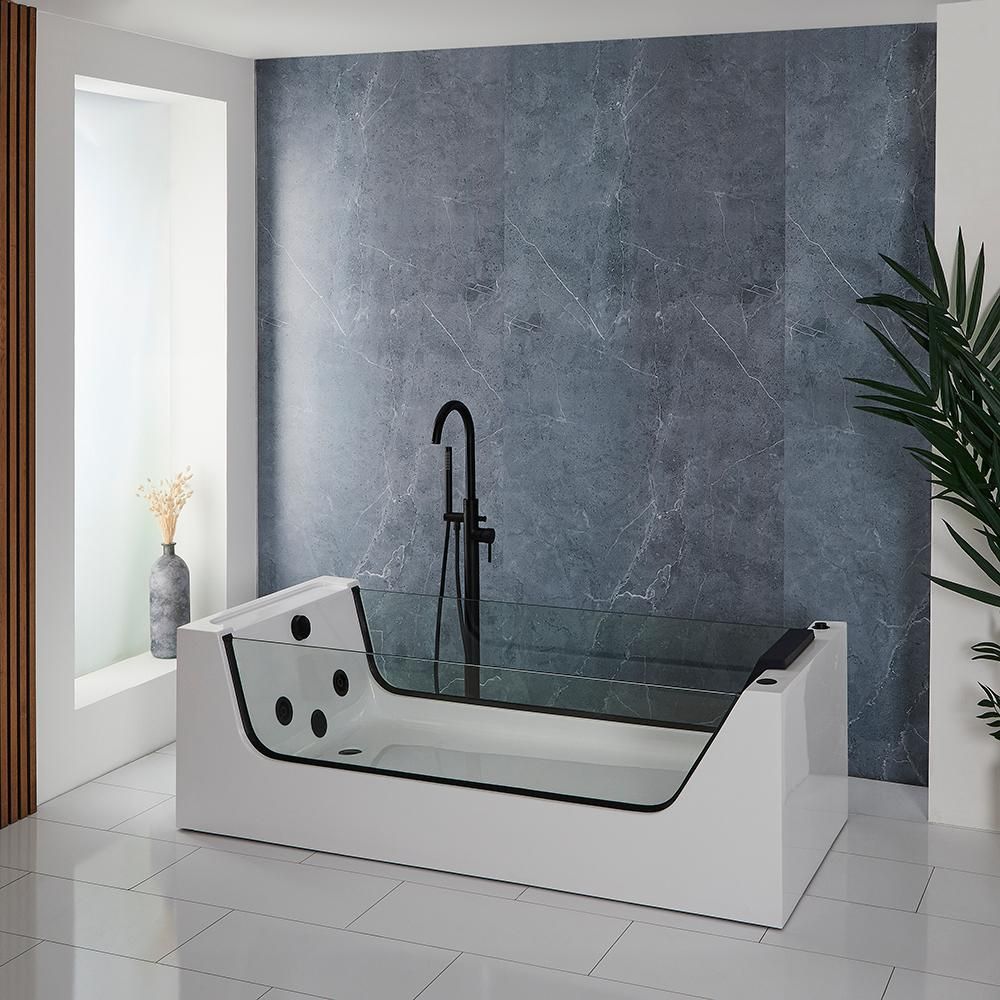 Bañera de Hidromasaje Whirlpool con Respaldo Único - 1800mm x 800mm - Negra - Breeze