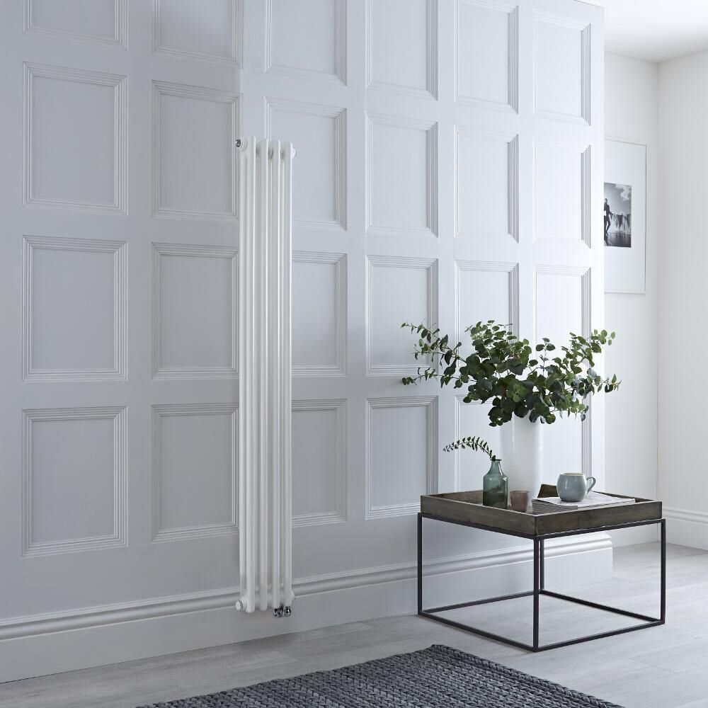 Radiador Eléctrico Tradicional Blanco Vertical Columnas Dobles - 1500mm - Disponible en una Selección de Tamaños y con Termostato Wi-Fi - Regent
