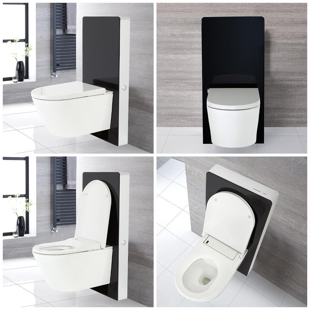 Kit para Inodoro Negro de 500mm Completo con Inodoro WC Japonés Inodoro-Bidé Inteligente - Saru