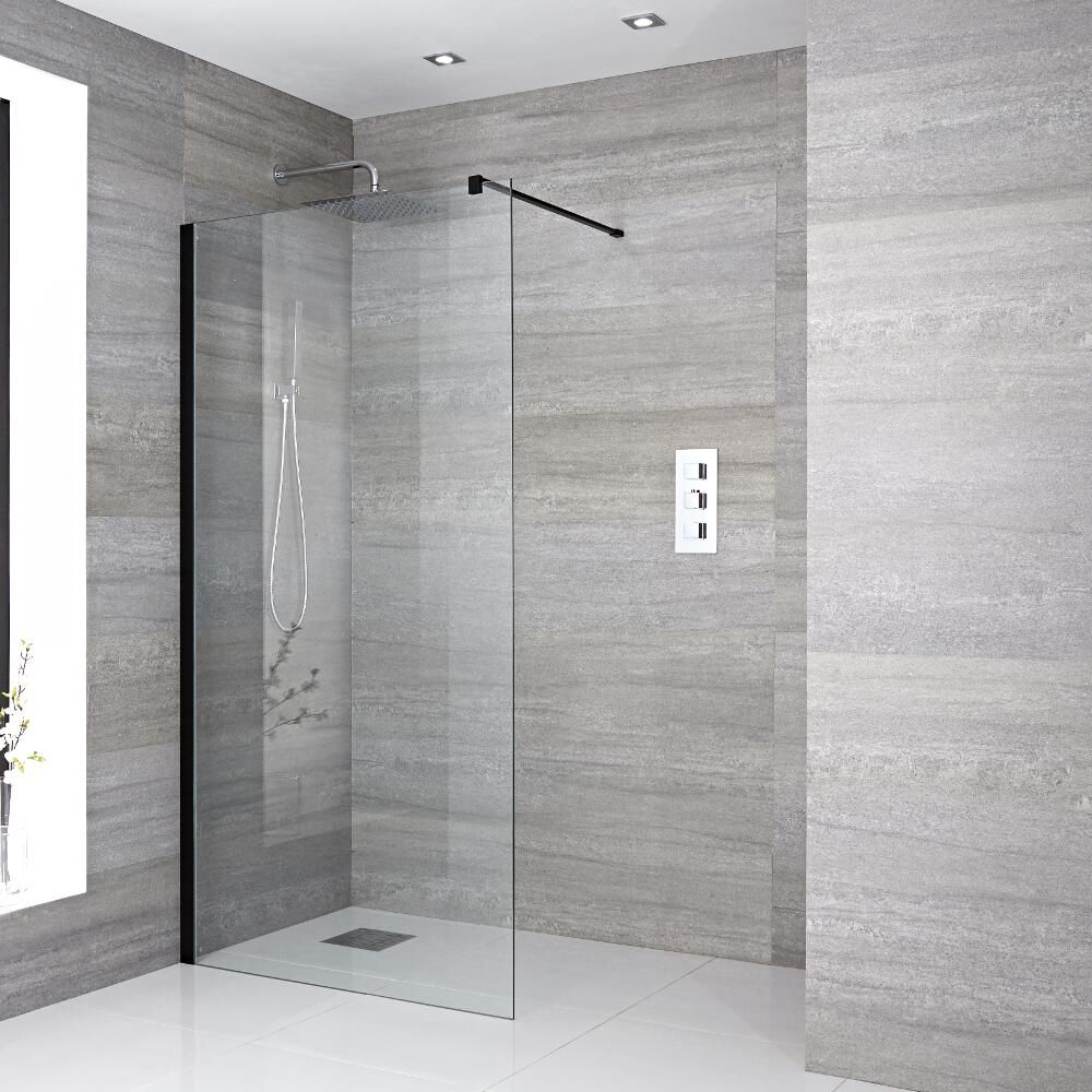 Conjunto de Ducha Walk-in con Mampara de Obra con Selección de Hojas de Vidrio y Sumideros - Nox