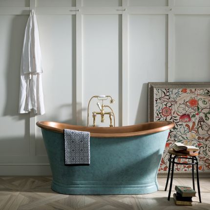 Bañera Exenta de Doble Extremo Tradicional - Cobre con Exterior Verdigris - Selección de Tamaños - Sienna para Hudson Reed