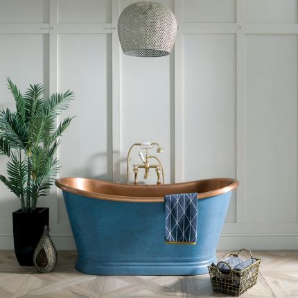 Bañera Exenta de Doble Extremo Tradicional - Cobre con Exterior con Pátina Azul  - Selección de Tamaños - Sienna para Hudson Reed