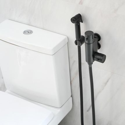 Kit de Ducha Higiénica Moderna con Llave de Ducha Termostática para WC - Negro - Nox