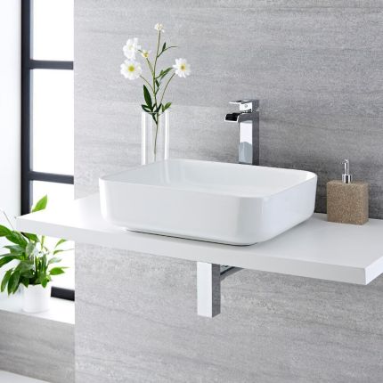 Lavabo Sobre Encimera Rectangular de Cerámica 500x400mm - Milton
