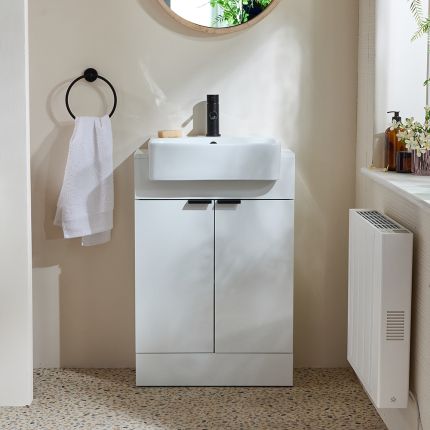 Mueble de Lavabo -  550mm - Completo con Lavabo - Disponible con Manijas en Distintos Estilos y Acabados  - Cluo