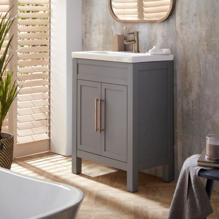 Mueble de Lavabo de 600mm con Lavabo Integrado - Disponible con Manijas en Distintos Estilos y Acabados - Warwick