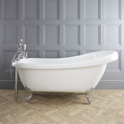 Bañera Exenta Tradicional con Respaldo en Un Lateral - 1710mm x 740mm - Patas Disponibles en Distintos Acabados - Legend