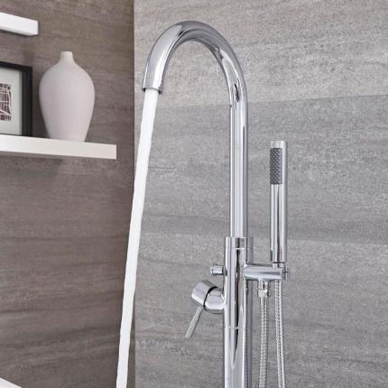 Grifo Mezclador Autoportante con Ducha de Mano para Bañera Independiente - Mirage