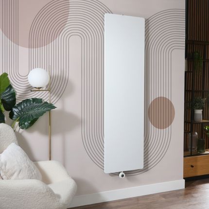Radiador Eléctrico Vertical de Diseño con Panel Plano - Blanco - 1800mm - Disponible en Distintas Medidas - Opción con Enchufe o de Conexión a la Red Eléctrica - Ria - Fabricado por ECOSO de Hudson Reed