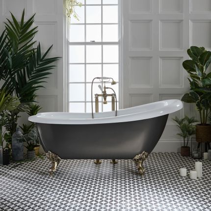 Bañera Exenta Tradicional con Respaldo en Un Lateral - 1710mm x 740mm - Distintos Acabados Metalizados y con Patas en Distintos Acabados - Legend