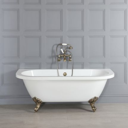 Ba&ntilde;era Exenta Tradicional Blanca con Patas de Color Oro Cepillado - 1685mm x 780mm - Richmond