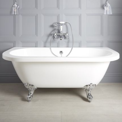 Bañera Exenta Tradicional con Sección de Apoyo Mural con Patas Disponibles en Distintos Acabados - 1685mm x 780mm - Richmond