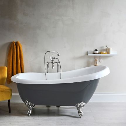 Ba&ntilde;era Exenta Tradicional en Gris Piedra - 1710mm x 740mm - Disponible con Patas de Ba&ntilde;era en Distintos Acabados - Elton