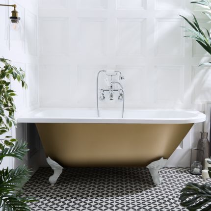 Bañera Exenta Tradicional de Esquina  1685mm x 750mm - Selección de Colores Metalizados, Patas en Distintos Acabados y en Versión Izquierda/Derecha - Legend