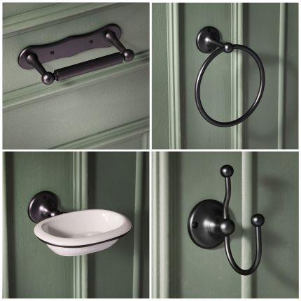 Conjunto de Accesorios de Baño Tradicional de 4 Piezas de Color Negro - Elizabeth