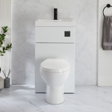 Conjunto de Baño Completo con Mueble de Lavabo y Mueble para WC con Inodoro Select - 500mm x 890mm - Disponible en Distintos Acabados - Cluo