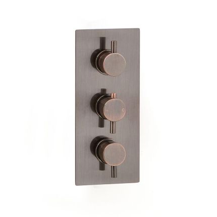 Mezclador de Ducha Termostático Triple Moderno - 2 Salidas - Bronce Cepillado - Amara