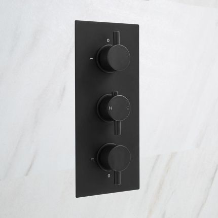 Llave de Ducha Termostática Triple de 3 Funciones Negra - Nox