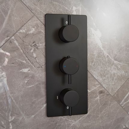Mezclador de Ducha Termostático Moderno de 3 Salidas con Desviador - Disponible en Distintos Acabados - Otto