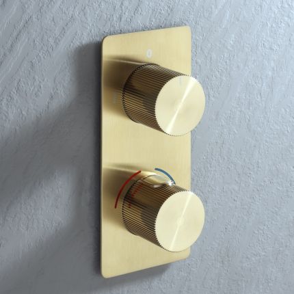Mezclador de Ducha Termostático Moderno de 2 Salidas con Desviador - Disponible en Distintos Acabados - Lune