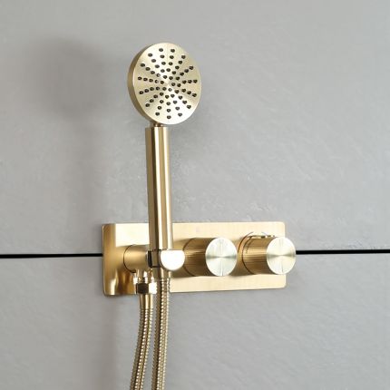 Mezclador de Ducha Termostático Moderno de 1 Salida con Desviador - Disponible en Distintos Acabados - Lune