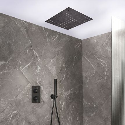 Conjunto de Ducha Termostático Moderno con Alcachofa de Ducha Empotrable y Telefonillo de Ducha - Disponible en Distintos Acabados (2 Salidas) - Otto