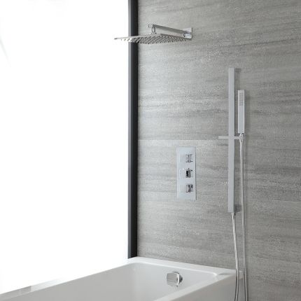 Kit de Ducha y Bañera Termostático Cromado - Elección de Funciones - Kubix