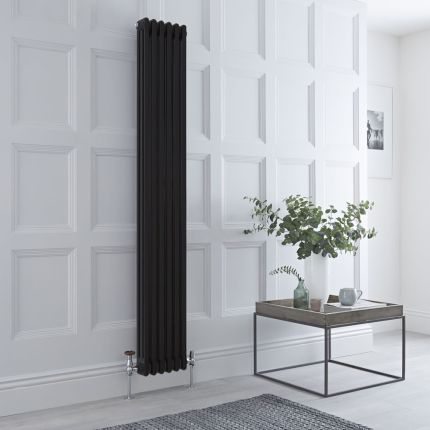 Radiador Tradicional Triple Vertical Negro de 1800mm - Disponible en Distintas Medidas y con Pies - Regent