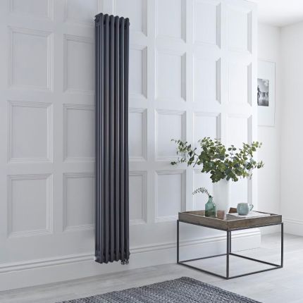 Radiador Eléctrico Tradicional Antracita Vertical Columnas Triples - 1800mm - Disponible en una Selección de Tamaños y con Termostato Wi-Fi - Regent