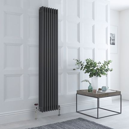Hudson Reed Regent - Radiador Vertical Tradicional de Cuatro Columnas Antracita de 1800mm - Varios Tamaños