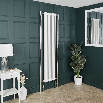 Radiador Tradicional Blanco con Columnas Verticales Dobles - Disponible en Distintos Tamaños y con Tubos de Extensión en Distintos Colores - Regent