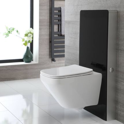 Mueble de WC de 500mm Moderno Negro Completo con Inodoro Suspendido - Saru
