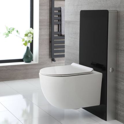 Conjunto de WC Completo con Kit para Inodoro Negro de 500mm e Inodoro sin Brida Otterton - Saru