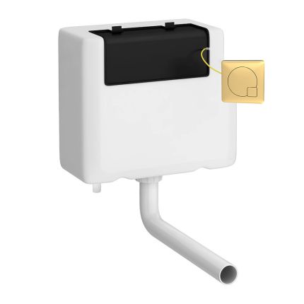 Cisterna Empotrada con Acceso Universal con Entrada Inferior y Placa de Descarga Cuadrada en Latón Cepillado - Hudson Reed