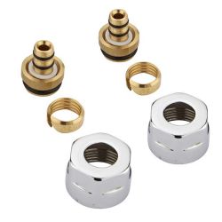Par de Llaves Angulares Manuales Cromadas para Radiador con Adaptado para Tubos Multicapa de 14mm