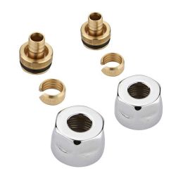 Par de Llaves Angulares Manuales Cromadas para Radiador con Adaptador - Pex y Multicapa de 12mm