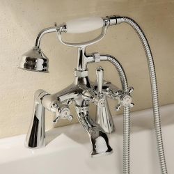 Grifo Mezclador Para Bañera Mural Tradicional con Ducha de Mano Mural o Sobre Bañera