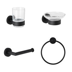 Conjunto de Accesorios de Baño de 4 Piezas con Acabado de Color Negro Opaco - Nox