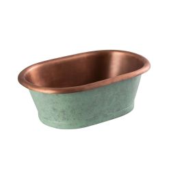 Lavabo Sobre Encimera en Cobre en Estilo Retro -  530mm x 345mm x 180mm - (Sin Agujeros para la Grifería) -  Cobre con Exterior Verdigris