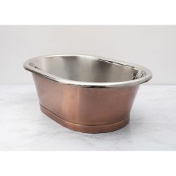 Lavabo Sobre Encimera en Cobre en Estilo Retro -  530mm x 345mm x 180mm - (Sin Agujeros para la Grifería) - Cobre Antiguo con Interior en Níquel