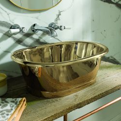 Lavabo Sobre Encimera en Cobre en Estilo Retro -  530mm x 345mm x 180mm - (Sin Agujeros para la Grifería) - Latón