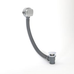 Llenador de Bañera Moderno para Rebosadero con Válvula de Desagüe - Cromado - Kubix