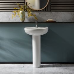 Lavabo Monoforo de 500mm Completo con Pedestal - Covelly