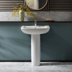 Lavabo Moderno con Pedestal de 600mm - (1 Agujero para la Grifería) - Milton