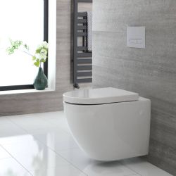 Inodoro WC Oval Suspendido sin Brida 390x360x550mm con Tapa de WC Soft Close – Ashbury